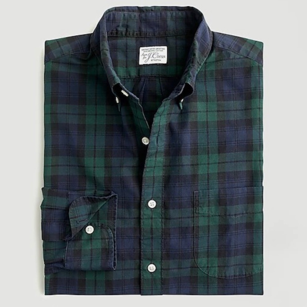 J Crew Green and Blue Plaid Button Down Shirt